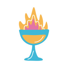 fresh tropical cocktail with flames flat style icon