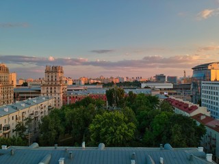 Aerial view of Minsk, Belarus in summer 2020