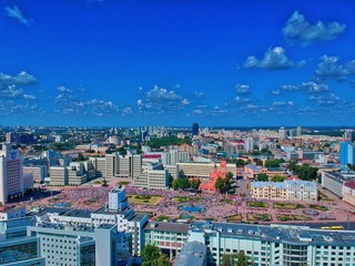 Aerial view of Minsk, Belarus in summer 2020