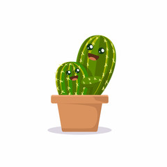 Cute cactus succulent plant mascot design illustration 