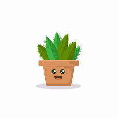 Cute cactus succulent plant mascot design illustration 