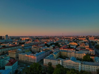 Aerial view of Minsk, Belarus in summer 2020