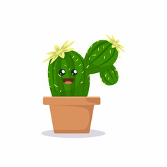 Cute cactus succulent plant mascot design illustration 