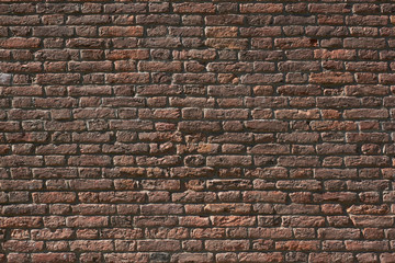Fototapeta premium Old red and brown brick wall with copy space 