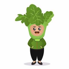 cute vegetable costume mascot design illustration