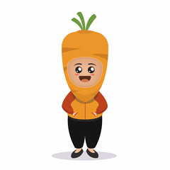 cute vegetable costume mascot design illustration
