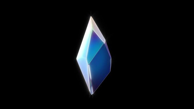 Shiny colourful isolated crystal 3D render rotating 2k loop