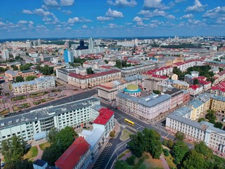 Obraz premium Aerial view of Minsk, Belarus in summer 2020