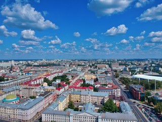 Aerial view of Minsk, Belarus in summer 2020