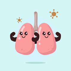 Cute a set of lung mascot design illustration with a health issue
