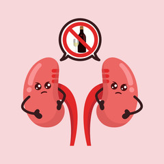 Cute a couple of kidney mascot design illustration
