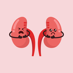 Cute a couple of kidney mascot design illustration