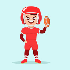 Cute teenage boy rugby player design illustration