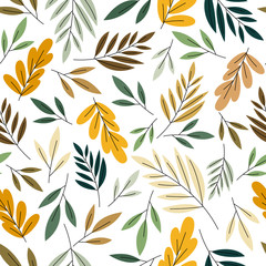 Cute Autumn Leaves Seamless Pattern