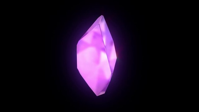 Shiny purple isolated crystal 3D render rotating 2k loop