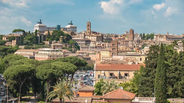 Rome Italy time lapse 4K, high angle view city skyline timelapse