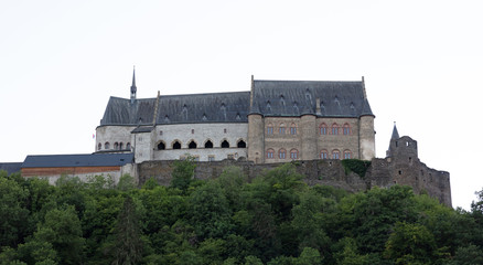 Vianden, Luxembourg on july 21, 2020: The old and restored Vianden castle