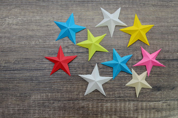 Fototapeta na wymiar A colorful origami stars decoration