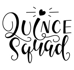 Quince squad - lettering for Latin American girl birthday party - black vector illustration isolated on white background. - obrazy, fototapety, plakaty