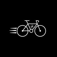 Electric bike, electro bicycle, ebike icon isolated on dark background