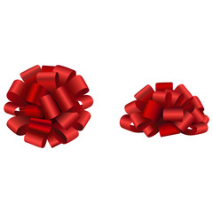 Isolated red bow vecator. Side and top view