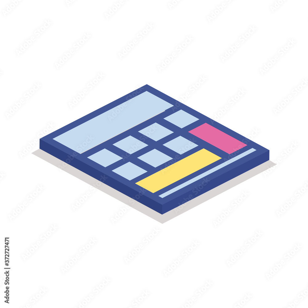 Poster isolated calculator isometric line style icon vector design
