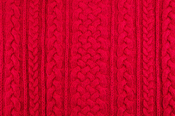 background texture red knitting cable rib pattern