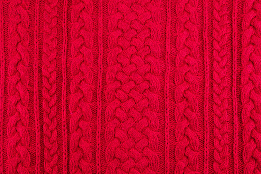 background texture red knitting cable rib pattern