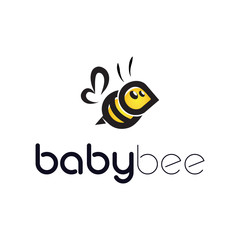 Baby bee logo design. clean and unique shape logos. simple vector icon illustration inspiration. fly bee, hive sign