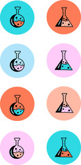 Vector chemical icons. A set of colorful design templates for icons and logos-the highlight of the history of social networks.