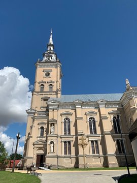 Joniskis Saint Mary church  at city centre. Joniskis / Lithuania.