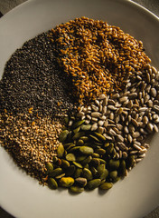 plate of seeds and grains colorful