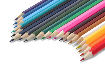 pencils angled on white forming a color spectrum