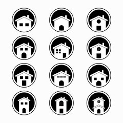 House Icon Set. Home vector illustration symbol with black color.