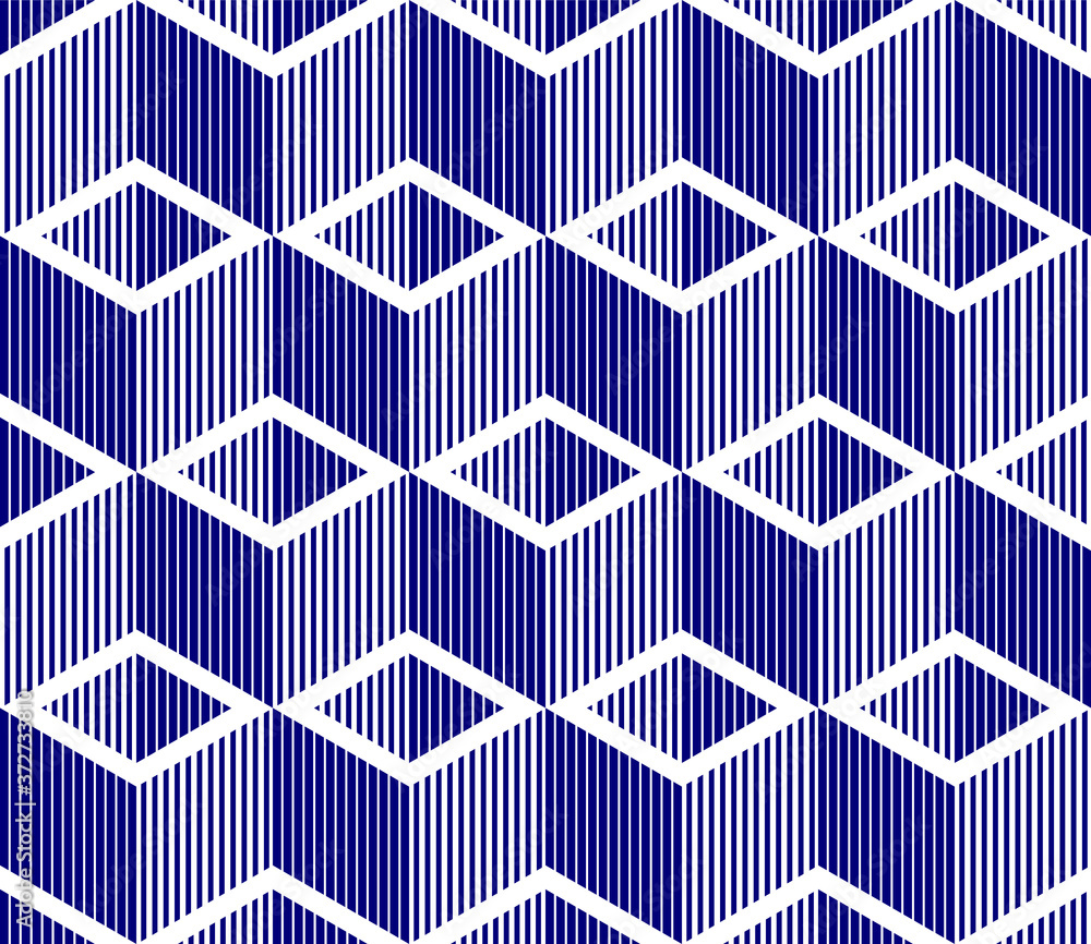 Poster seamless isometric lines geometric pattern, 3d cubes vector tiling background, architecture and cons