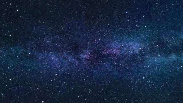 Flying Through The Stars And Blue Nebula In Space. Space Background. 4k