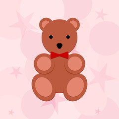 Teddy bear, cartoon. Vector colorful illustration on a pink transparent background.