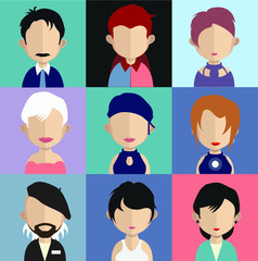 People avatars, Vector women, men avatar