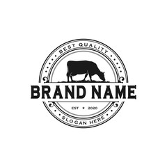Black angus cattle logo emblem design template vector