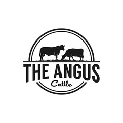 Retro Vintage Cattle Angus logo design template