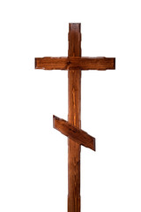 Traditional wooden cross for the grave. Isolated