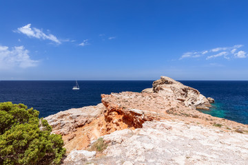 Beautiful view of cape Punta Galera. Ibiza, Balearic Islands, Spain