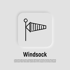Windsock thin line icon. Vector illustration of air wind direction, aviation instrument.
