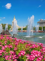 Moscow. Beautiful Roses and VDNKh fountains.