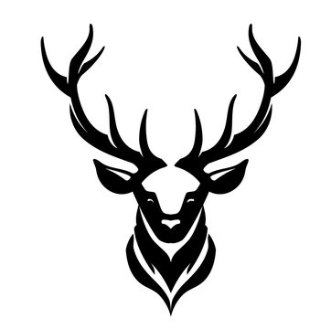 Stag or Reindeer Head Abstract, Front View Illustration