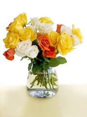 multicolor roses posy from garden close up