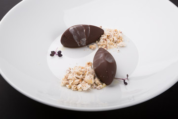 Decorated truffle chocolate dessert