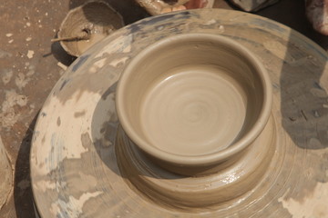 Potter at work, clay molding, man work clay, potter man