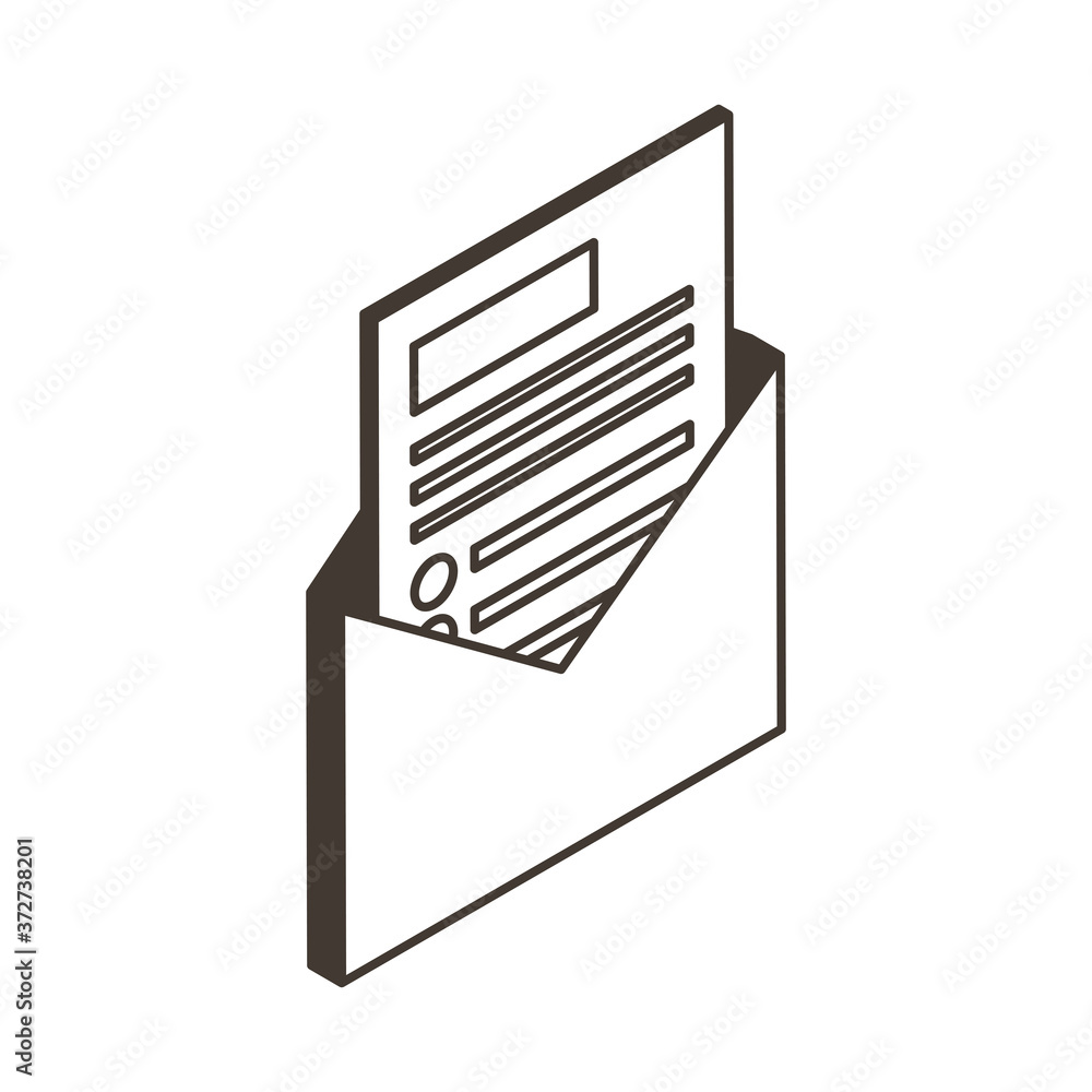 Poster envelope mail open line style icon