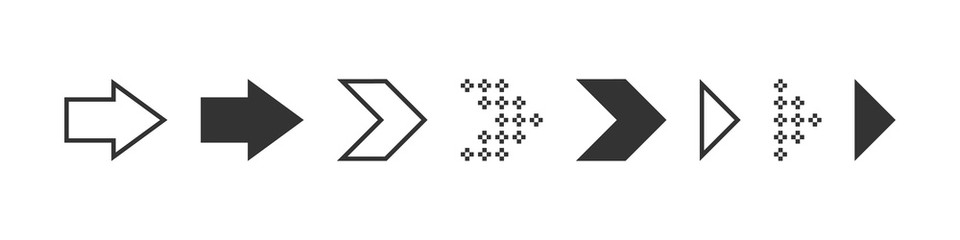 Arrows icon. Set of black vector arrows. Arrows collection on white background. Vector illustration